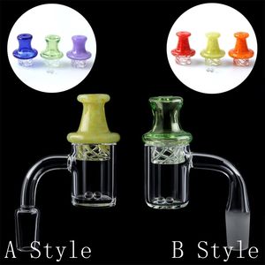 DHL Cost-effective Smoking Quartz Banger Flat Top Beveled Edge 25mmOD Nails With Glass UFO Spinning Carb Cap Terp Pearls For Glass Water Bongs Dab Rigs Pipes