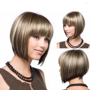 Party Supplies CM Fashion Girl Natural Gold Wig Short Full Straight Hair Synthetic