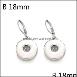 Charm Fashion Lady 12mm 18mm Botão de snap Brincos para mulheres Sier Sier Metal Jewelry Drop Deliver