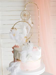 Forniture festive Decorazione di nozze Farfalla Filato Filo Acchiappasogni Corona Cake Topper Buon compleanno Decora la cottura del tavolo da dessert