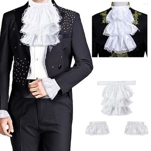 Papillon per adulti da uomo in pizzo vittoriano Jabot e polsini per bambini Colletto staccabile Festa in scena Coloniale Pirata Steampunk Costume Accessorio