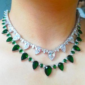 Colliers pendentifs Luxruy Fashion High Quality Clear Green Cumbic Zirconia Collier pour Dubaï Women Jewelry