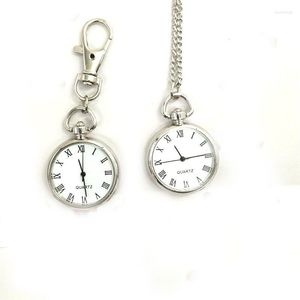 Relógios de bolso 100pcs/lote cadeia de moda assistir numeral romano lados Keychain de desenho animado por atacado para homens