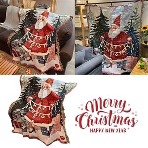 Sängkläder sätter jultomten fleece filtar 3d full tryck enkel tvätt filt sherpa kast filt hem sängkläder god juldekor #t2g 220908