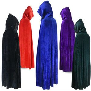 Adult Men Women Kids festival party Costume Accessories Long Velvet Cape Hooded Cloak Cosplay Wholesale Halloween cloaks Outwear Wizard Witch Princess Costume