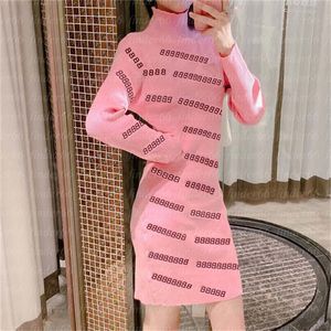 Womens knit Dresses Skirt Elegant With Letter Party Long Sleeve Dress Women's Good Stretchy Fashion Solid