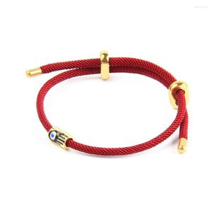 Charm Bracelets Red String Lucky Hamsa Hand Eye Braided Rope Stainless Steel Adjustable Jewelry