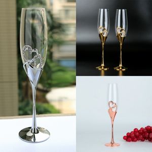 Vinglas st Set Gold Silver Wedding Crystal Goblet Champagne Flutes Marriage Glass Drink Party Cup Wines Marriage Valentines Day Gift D3