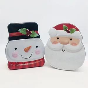 新しいデザインのスノーマンシェイプ缶缶の小さなキャンディーチョコレートボックスクッキーブリキ箱装飾的なクリスマス缶用