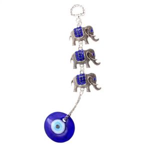 Key Rings L Turkish Evil Eye Blue Pendant Amet Charm With Elephant Good Luck Blessing Ornament For Car Chain Purse Backpack Mjfashion Amwfy