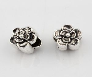 100pcs Antique Silver Alloy Flower Large Hole Spacer Bead For Jewelry Makin on Sale