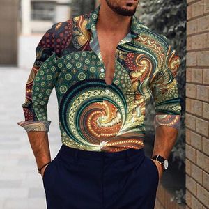 Camisas casuais masculinas Men da moda moda 3D Impressão digital