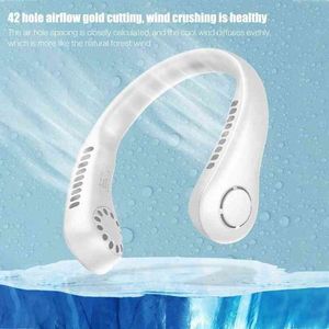 Elektriska fläktar USB Portable Hanging Neck Fan Air Conditioner Cooler Cooling Lazy Fan Hands Free Lower Noise 3 Hastigheter för utomhus inomhus T220907