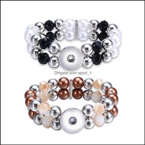 Charm Armbänder Mtilayer Perlen 18mm Snap Button Armband Colorf Schwarz Weiß Braun Frauen Männer Punk Armreif Noosa Sh002 Dro DHSeller2010 DHR4X