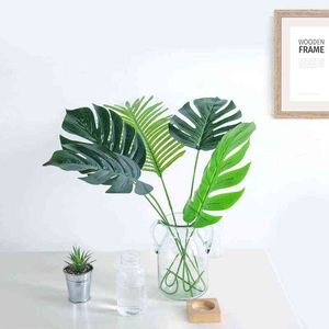 Greante floral falsa 10pcs Árvore verde folhas plantas falsas em casa decoração artesanal preto fotografia adereços de fundo plantas artificiais decorativas j220906