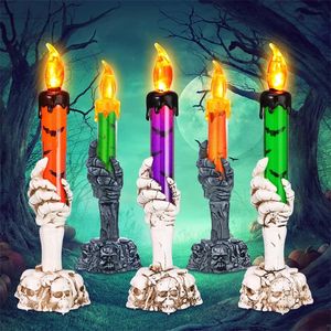 Decorazione per feste Halloween Cranio Portacandele Luce Scheletro Spettrale Candela Luce Fantasma Decor Lampada senza fiamma per Halloween Party Bar Decorazione 220908