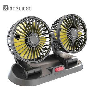 Electric Fans USB Car Double Head Cooling 12V for 5V Cooler Rechargeable Small 24V T220907