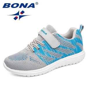 BONA Arrival Style Children Casual Shoes Mesh Sneakers Boys Girls Flat Child Running Light Fast Free Shippin 220805