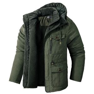 Giacche da uomo Addensare Giacca invernale calda Cashmere Fleece Interno CottonImbottito Giacca a vento maschile con cappuccio Capispalla in cotone Parka Cappotti da neve 220908