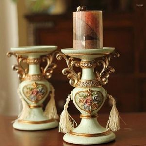 Świece Uchwyty żywicy Retro Wedding Candlestick Centerpiece Center Center Kawałki Vintage Lantern Fener Mumluk Decor 50240