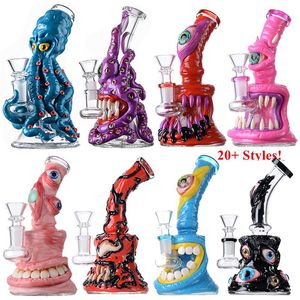 Unique Heady Glass Bongs Halloween Style Hookahs Water Pipes Showerhead Perc Octopus Oil Dab Rigs Beaker Bong mm Thick Small Mini Wax Rigs With Bowl Glow In The Dark