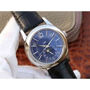 Luxury Watch Complication Chronograph Automatic Mechanical for Men Blue Dial Leather Strap 1 Replica