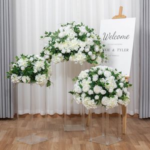 Luxury Rose Hortangea Artificial Flower Kissing Ball Wedding Table Centerpiece Decor Floral för Party Stage Road Lead Window 2 st