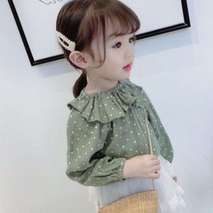 Girls T-shirts Blouses Baby Clothes Long Sleeve Shirts Toddler Kids Polka Dot Doll Collar Princess Shirts Children Casual Tops 20220908 E3