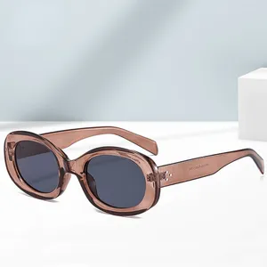 Lunettes de soleil tendance rétro ovale petit cadre femmes / hommes Couleur de gelée verres gothiques UV400 Streetwear Eyewear