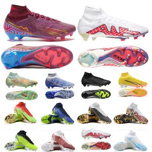 Fotbollskor Cleats Zooms Mercurial Superfly ix 9 Elite Blueprint FG Cristiano Ronaldo White Bonded Barry Green Mbappe Pack Cleat Limited Edition Football Boot Boot