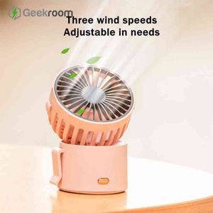 Electric Fans Geekroom Creative Portable Lazy Hanging Neck Mini Fan USB RECHARGEABLE Silent Travel Handheld Air Cooling Fan för utomhusresor T220907