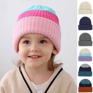 10 cores chapéu de bebê gordez e quente gorros de malha para criança listra sólida cor infantil chapéu de inverno por atacado