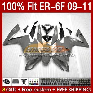 Kawasaki Ninja için OEM Fairings 650R ER 6 F 650 R 2009-2011 Godwork 149no.65 650-R ER-6 F ER 6F ER-6F 2009 2010 2011 ER6 F ER6F 09 10 11 Enjeksiyon Kalıp Kaplama Kiti Parlatıcı Gri Blk