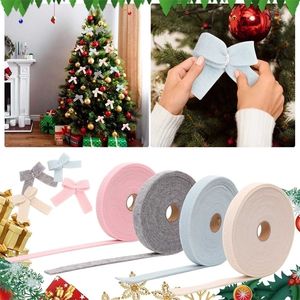 Decoração de festa Fita de fita Felping Hair Fabric Christmas Diy Tree Holiday Arrafts Ribbons Rollo