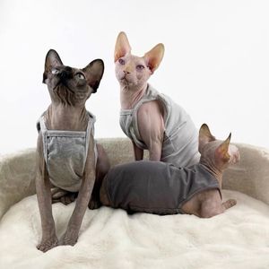 Trajes de gato vestem de gato camiseta de camiseta de gato colete de algod￣o de gato ver￣o sling anti-al￩rgica sala condicionada sala de barriga m￺ltipla de p￩s curtos 220908