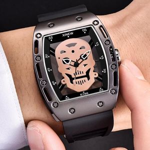 Orologi da polso di lusso Top Brand Xi Giappone Quarzo Sport Men Watch Cannone Gesto Skeleton Skull Protective Copia trasparente Orologio per