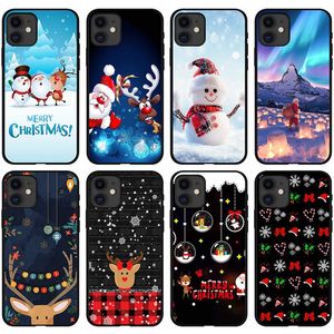 Świąteczny prezent świąteczny Soft TPU dla iPhone'a 15 14 plus Pro Max 13 12 11 XS Max Xr x 8 7 6 6s Wesoły Święty Mikołaj Tree Snow Snowman Czerwony czarny żel do pokrycia skóry Koloque