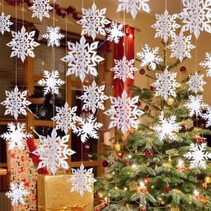 Altri articoli per feste per eventi Decorazioni natalizie da appendere con fiocchi di neve Fiocchi di neve Ghirlanda 3D Glitterato per Natale Winter Wonderland Year Party Home Decor 220908