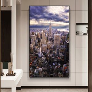 Painting Modern City Building Canvas Art Scandinavian Posters and Prints Wall Art Picture for Living Room Home Decoration