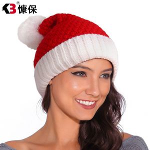 Neue Frauen süße Wolle Pom Pom Warm Strick Mode rote Winter Weihnachtsfeier Home Office Bar Decoration Hut Hut