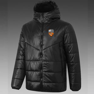 FC Lorient Men's Down Hoodie Jacket Winter Leisure Sport Coat Full Zipper Sports Outdoor Warm Sweatshirt Logo Custom