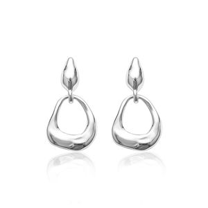 Orecchini a bottone a forma esterna con goccia d'acqua nuda alla moda da donna Orecchini a bottone in argento sterling classico S925 con motivo irregolare Orecchini a bottone di alta gioielleria Regalo di festa di compleanno