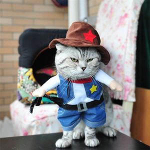 Cat Costumes Pet Dog Cat Costume Cowboy Jeans Hoodie Shirts Halloween Costume Cats Clothing Royal Canin For Cats Products For Pets Clothes 220908