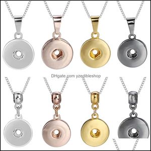 Pendanthalsband Sier Color Rose Gold Black Gold mm Snap Button Pendant Necklace Romantic Fashion Snaps Jewelry Nice DHSeller2010 DHWM3