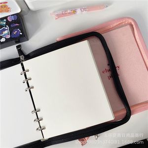Cherry Diary Plan Pink A6 Zipper Shiny Book Cover Girls Handbook Blocco note collage a fogli mobili