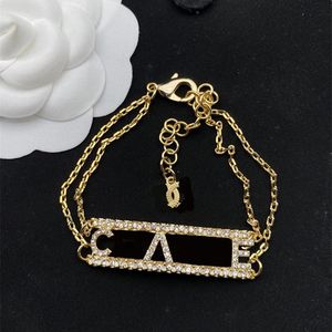 Pulseira feminina Bracelet Wedding Diamond Letter Bracelet Designer Gream de j ias de luxo com caixa