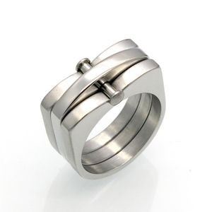 TOU TOSO Jewelry Stainless Rings Original wide band hollow Geometric D shaped fasion women screw ring Full size i