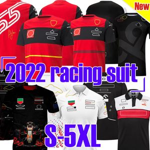 Toptan satış S-5XL 2022 Formula One Yeni Yarış Takımı F1 Kırmızı Siyah T-Shirt Kırmızı Kısa Kollu Polo Takımı Üniforma Yakası hızlı kuruyan üst