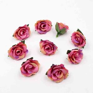 Faux Floral Greenery 20 pcs 35cm high quality mini silk rose head artificial flowers wedding home decoration DIY garlands scrapbook craft flowers J220906