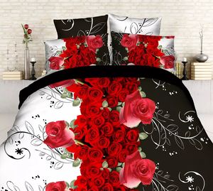 Set di biancheria da letto Tessili per la casa Set di biancheria da letto Fiori 3D Rose lilla Stile pastorale 4 pezzi Set copripiumino Morbido poliestere Biancheria da letto Lenzuolo piatto 220908